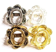 4 Colors of 18x13mm Twisted Rope Adjustable Ring Settings, All Very Nice