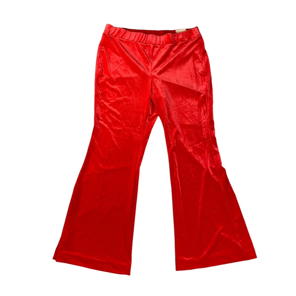 Pantalones acampanados Lane Bryant rojos vibrantes de lujo tiro medio nuevos con etiquetas talla grande 16