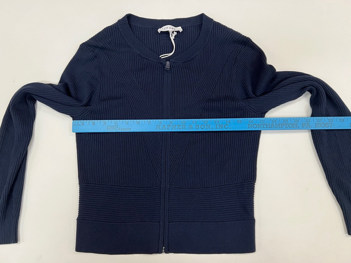 Frame Rib Zip Cardigan In Navy Size L NWOT | eBay
