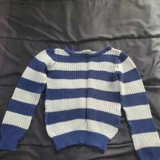 Crazy 8 Little Girls Long Sleeve Striped Knit Sweater Medium 7-8 Blue White