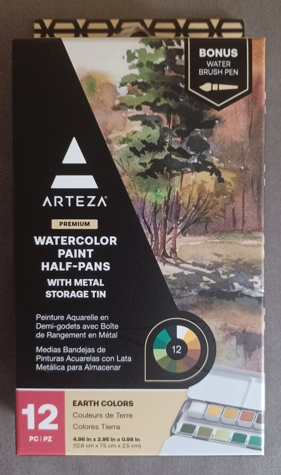 NEW Arteza Earth Colors Watercolor Paints Half Pan Set - 12 PC (ARTZ-4515)