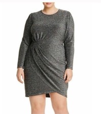 NWT Michael Kors Black Silver Sparkle Lurex Evening Occasion Dress Size 2X