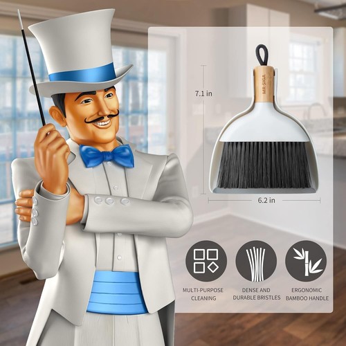 Durable Portable Dustpan and Brush Combo with Bamboo Handle for Easy Cleaning - Picture 4 of 9