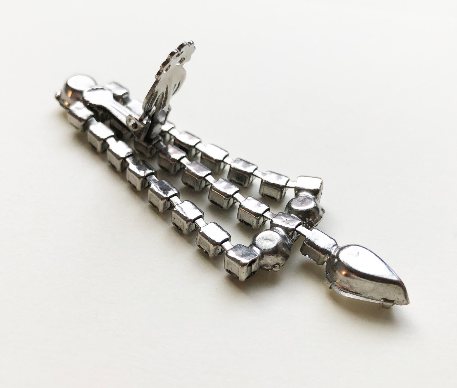 Statement single earring clip on, clear rhineston… - image 3