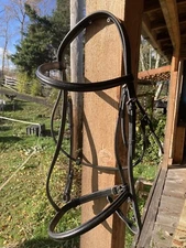 Bobbys English Bridle tack English New Fancy Rolled & Stitched Horse Black