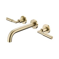 Gold Wall Mount Faucet, Brushed Gold Wall Mounted Bathroom Sink Faucet, Dual ...