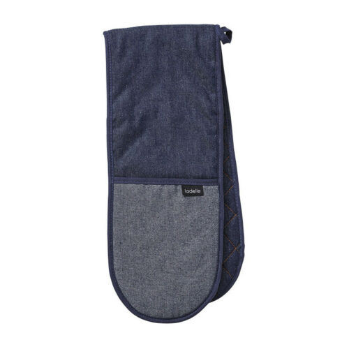 Ladelle Double Oven Mitt - Denim Blue - Oven Glove - 100% Cotton - Picture 1 of 1