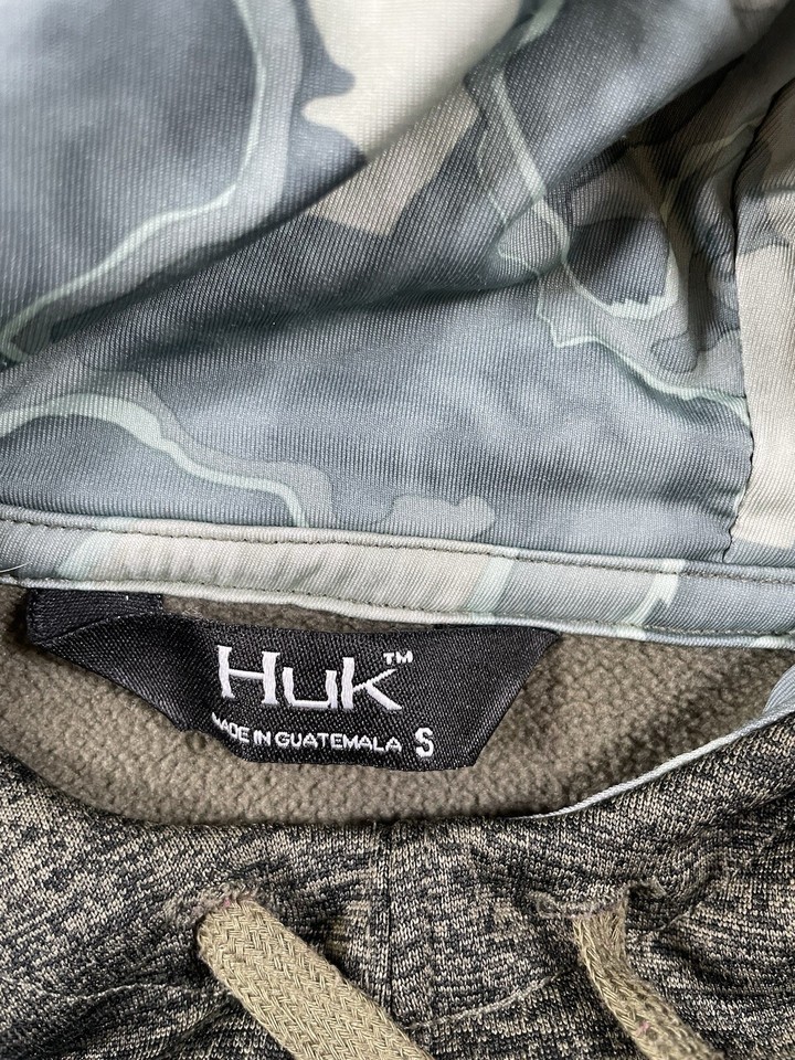 Huk Performance Hoodie Men's Small Green Fishing Fleece Sweatshirt