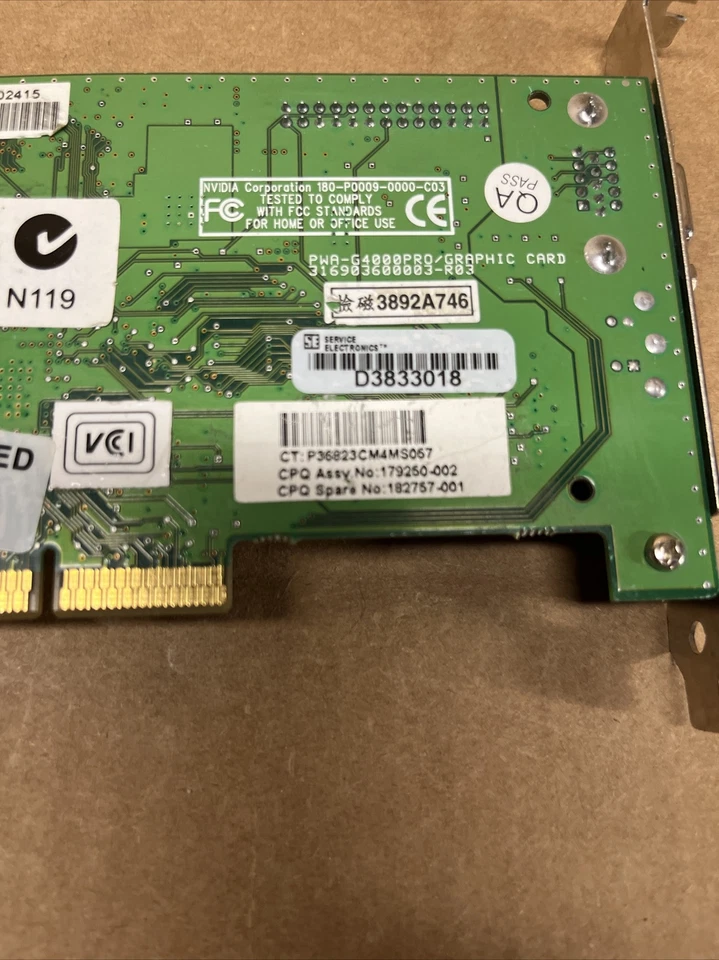 Nvidia Compaq 182757-001 16MB AGP Video Card 180-P0009-0000-C03 179250-002 - Image 4 of 4