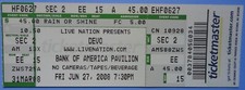 Devo Concert Unused Ticket June 27, 2008  Bank of America Pavilion, Boston, MA