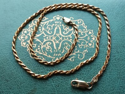 Classic Sterling Vermeil Rope Chain Necklace 925 Italy Gold Over