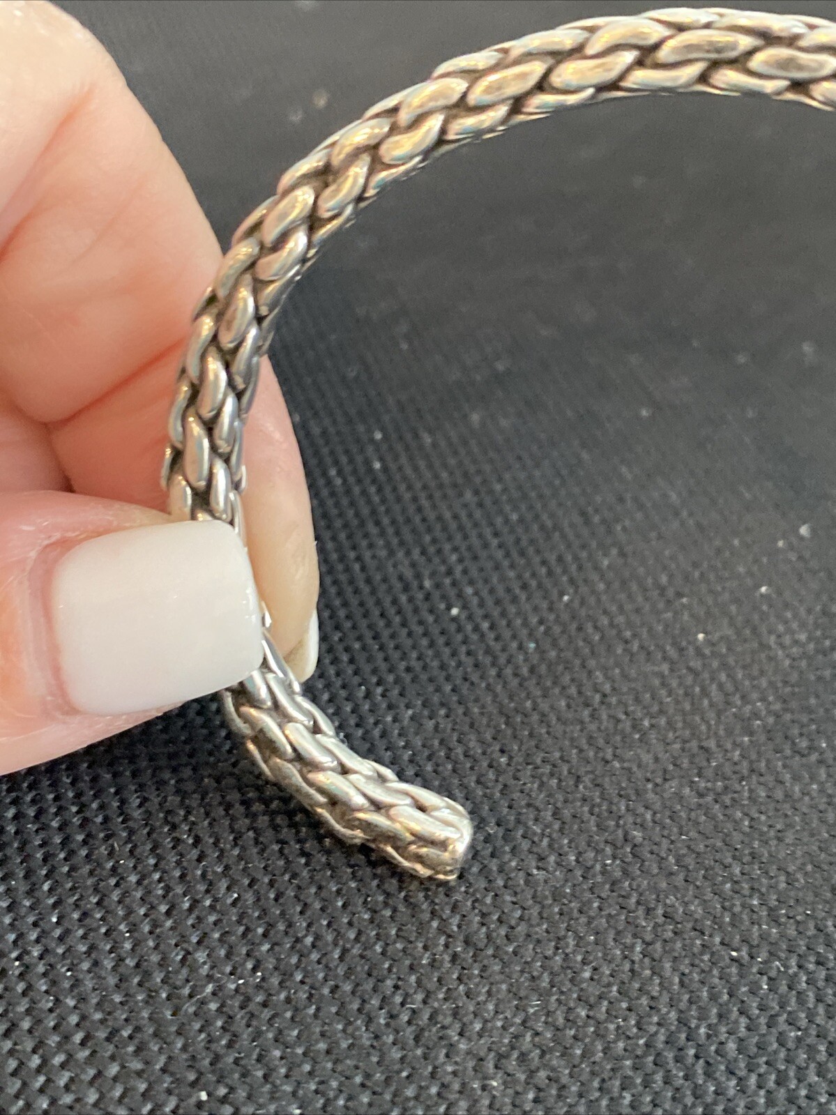 Sterling Silver .925 Solid Woven Cuff Bangle Brac… - image 6