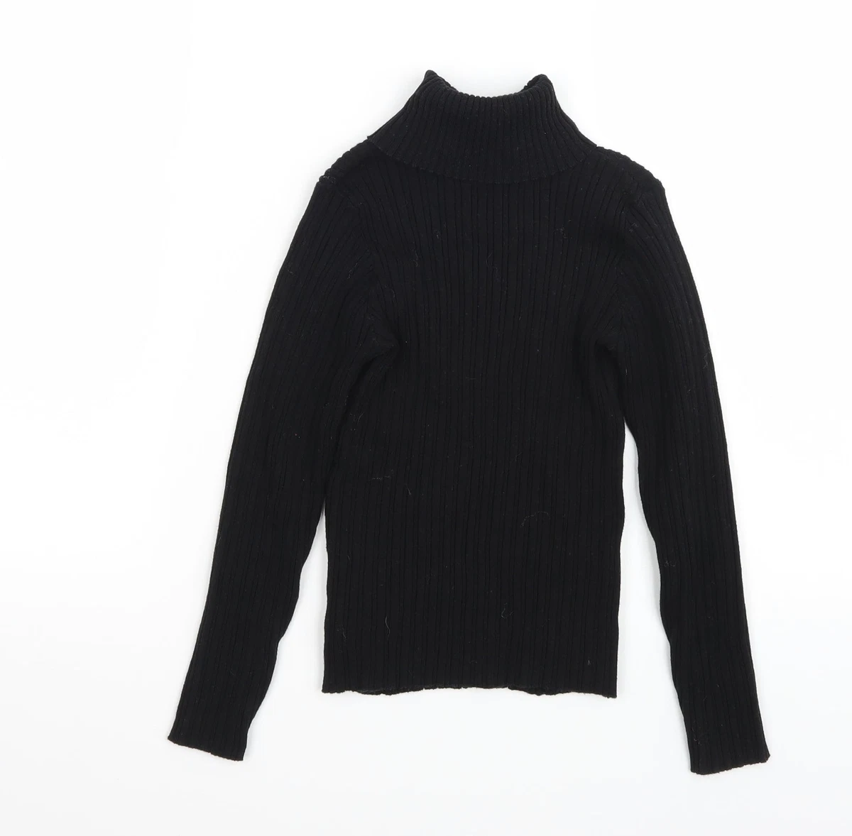 Nutmeg Girls Black Roll Neck Acrylic Pullover Jumper Size 9 10