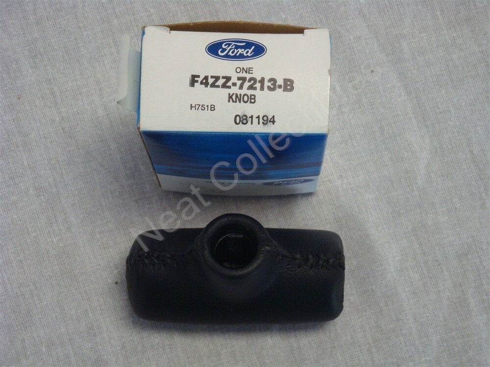 NOS OEM Ford Mustang Black Leather Shift T-handle Knob Automatic 