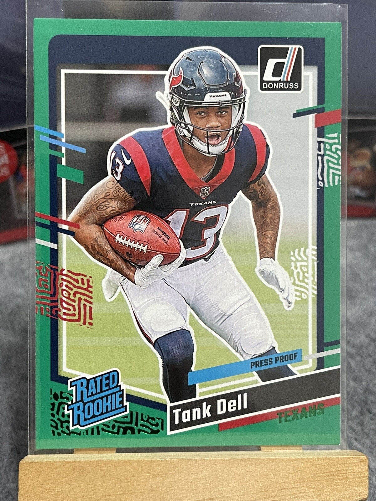 2023 Donruss Rated Rookie TANK DELL Press Proof Green RC #341 Houston Texans