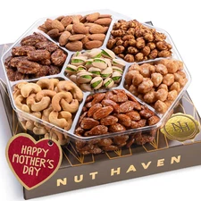 Mothers Day Nuts Gift Basket - Assortment of Sweet & Roasted Salted Gourmet Nuts