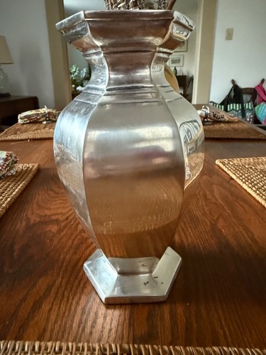 Vintage Pottery Barn Silver tone / Metal Vase 10” - Picture 2 of 6