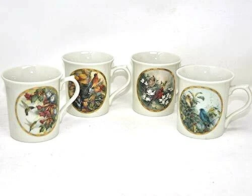 LENOX Catherine McClung Nature's Collage Porcelain Mugs Set of 4