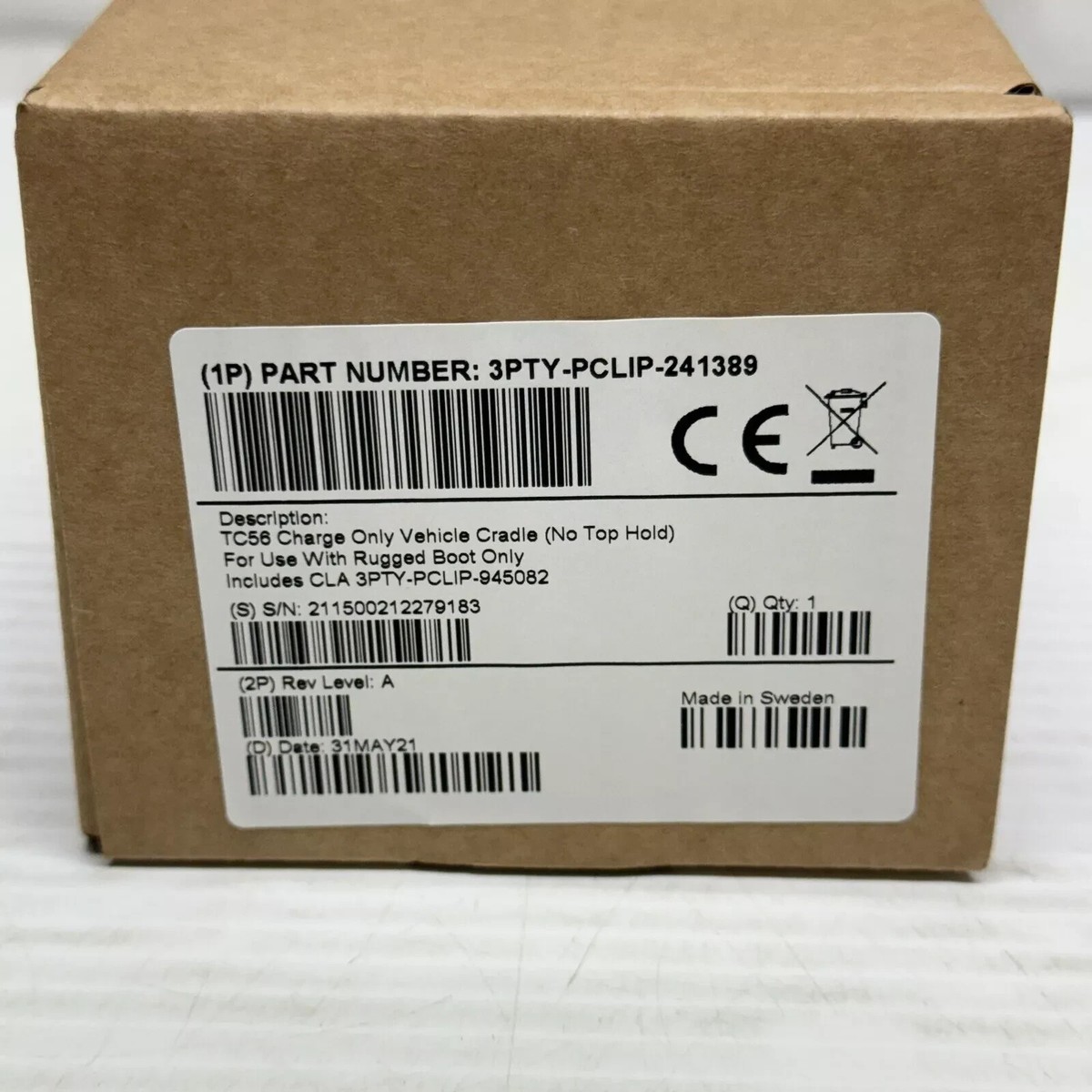 Zebra 241389 Charge Only Vehicle Cradle for Zebra TC56 - Black