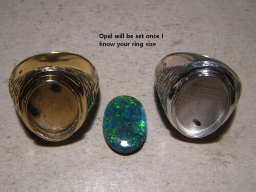 Large Men's Black Opal Ring -- 13 grams of solid 14k Yellow Gold - Picture 2 of 13