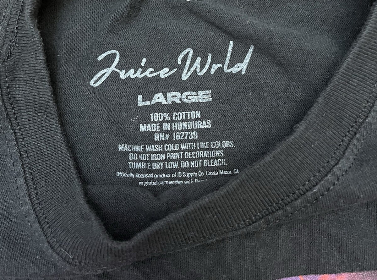 999Club Juice Wrld Legends Never Die RIP Album T Shirt SZ L Black