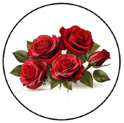 RED ROSES VALENTINES DAY ENVELOPE SEALS LABELS STICKERS PARTY FAVORS