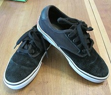 VANS Pro black suede leather/canvas skate shoes youth sz 4