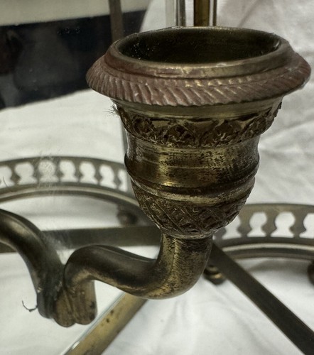 Late 19th Century Neoclassical Lion Head Taper Candle Brass Sconce wall mount - Picture 13 of 18