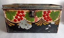 ANTIQUE AAFA FOLK ART TINWARE TOLEWARE DECORATED DOCUMENT BOX - NO LID