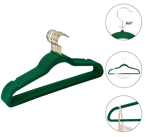Kleiderbügel Samt Samtbügel Set 10-100 Stück Anti-Rutsch Hemdenbügel 360° Haken - Bild 4 von 12