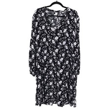 Old Navy Dress Women XXL Black White Bohemian Grannycore Moody Cottagecore Boho