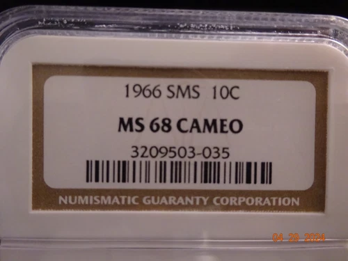1966 SMS Roosevelt Clad Dime NGC MS68 Cameo