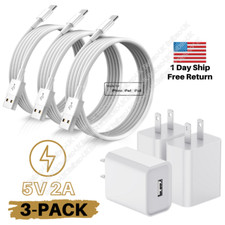 3Pack USB Wall Charger Block Charging Cable For iPhone XR 11 12 13 14 iPad Cord
