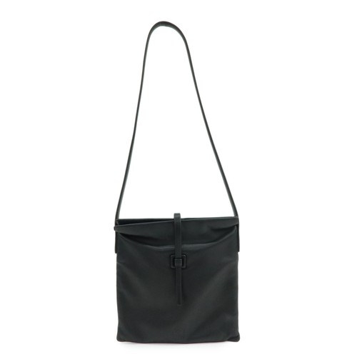LOEWE Anagram Nappa Leather Flat Shoulder Bag Crossbody Bag Black Auth Used F/S