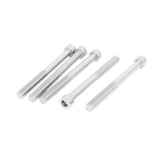 M8x80mm 38mm Long Thread Stainless Steel Hex Key Socket Head Screws Bolts 5pcs