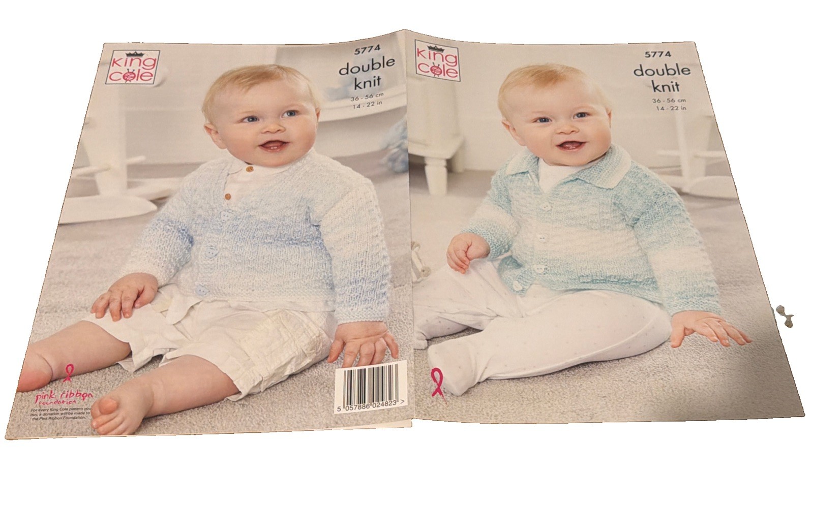 King Cole Baby DK Knitting Pattern - 5774  Cardigans (14-22ins)