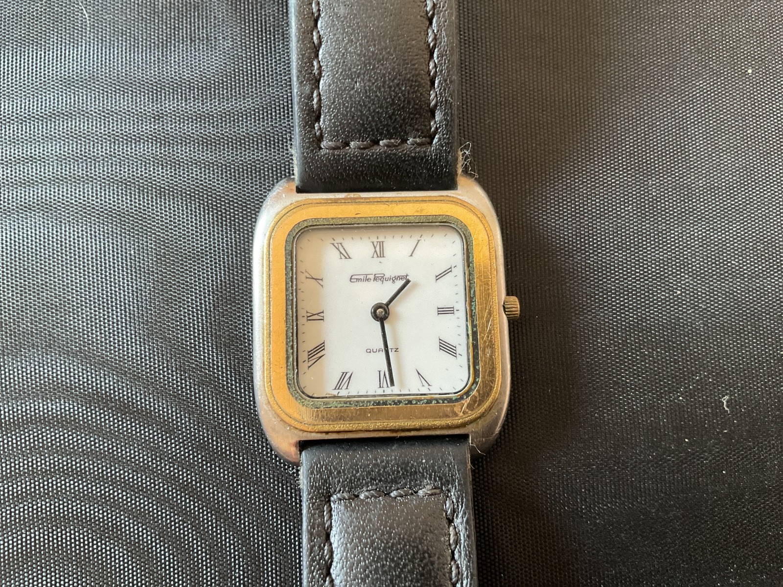 Reloj octogonal vintage Emile Péquignet de acero y oro de 18 quilates