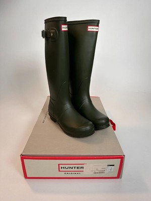 Womens Hunter Original Tall Rain Boots Dark Olive Size 8 New in