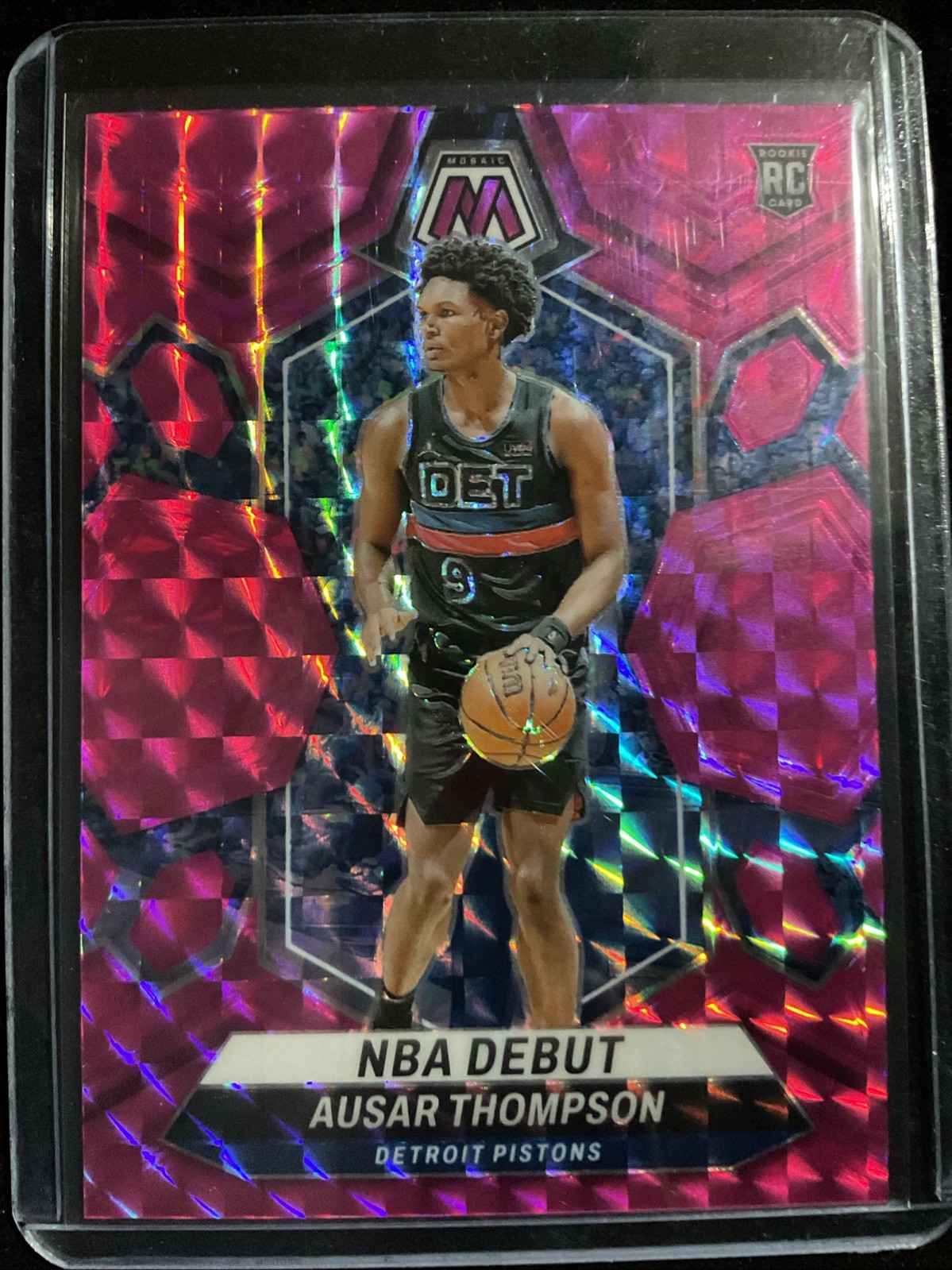 2023-24 Panini Mosaic NBA Debut Ausar Thompson #262 Pink Mosaic Prizm 7/149 (RC)