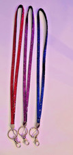 3 Bling Lanyard Name Tag Holders- Pink Purple Blue- New Bright Colors Great Gift