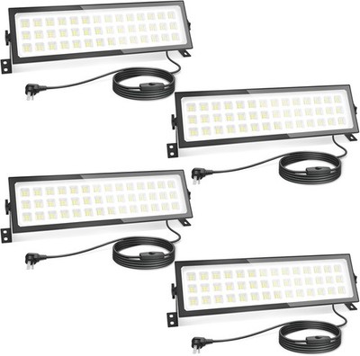4-pack of 100W 15000LM LED work lights in series, aluminum plug-in type.