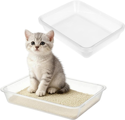 3 Pcs Travel Litter Box for Cats Portable Clear Plastic Kitten Litter Tray Nonst