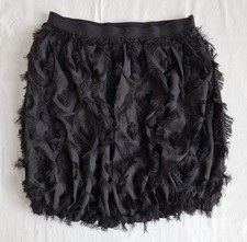 Damen Fransen Rock Gr. 40 H&M Schwarz Stretch Party elegant