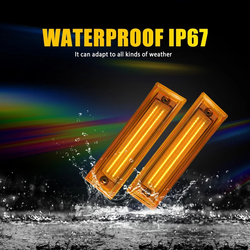 4X For GMC R1500 R2500 R3500 Pickup 1987-1991 LED Front Amber Side Marker Lights - Image 2 of 4