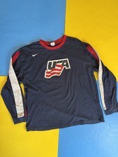 NIKE X BAUER USA Hockey Long Sleeve Shirt Tag 2008 RARE Olympics Style Jersey XL