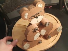 Handcrafted Wooden Bear Puzzle Toy with Movable Parts for Ages 3-4 Years, 4-7