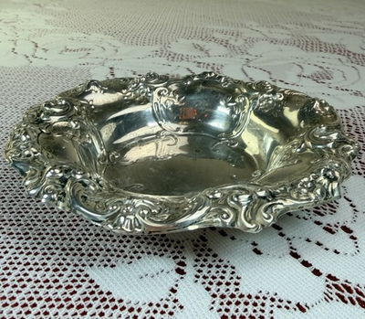 #ad Antique Gorham Sterling Silver #122 Repousse Floral Nut Bonbon Dish 5.5quot; No Mono $139.90