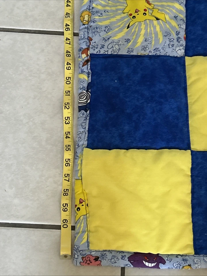 Vintage Pokemon Handmade Patchwork Quilt  Throw Blanket Vintage 35”x62” - Image 3 of 4