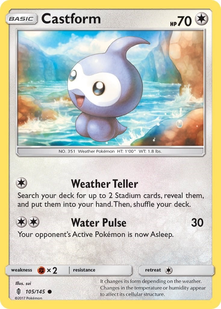 Castform [SM - Guardians Rising 105/145] Reverse Holofoil Common Pokemon TCG