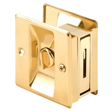 Prime-Line MP6771 Pocket Door Privacy Lock with Pull, Polished Brass (Single
